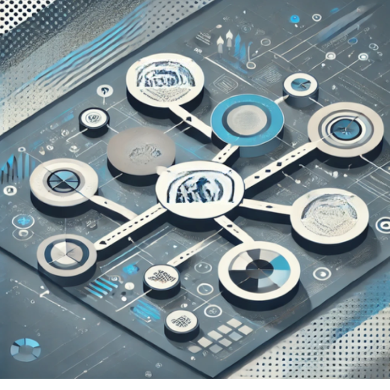 A modern, tech-inspired illustration of a connected network with circular hubs linked by pathways, symbolizing data integration and system connectivity. The design features a sleek blue and gray color palette, futuristic icons, and digital patterns, representing technology, collaboration, and innovation. Ideal for content related to digital transformation, networking, or integrated systems.