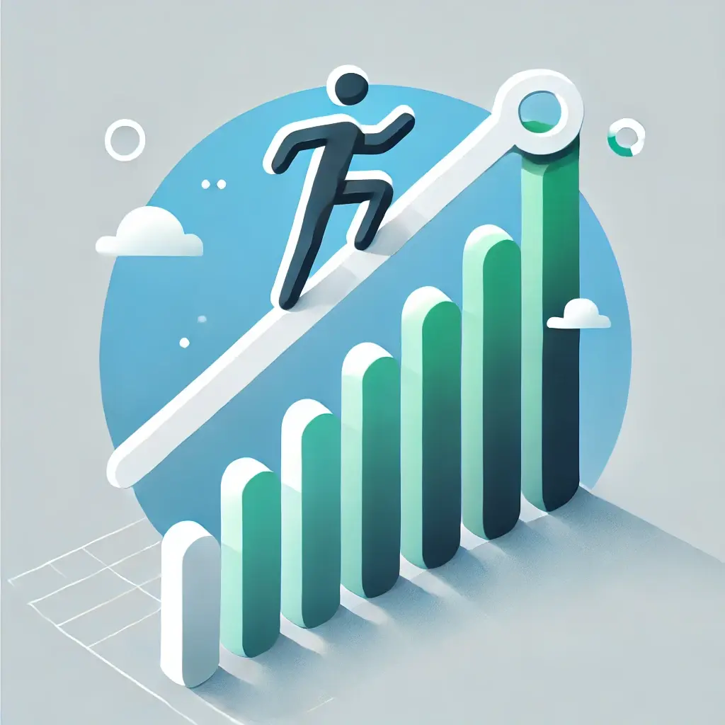 A clean and modern image illustrating 'Effort' in project management, featuring a progress bar or a person climbing a graph to symbolize work effort required for task completion.